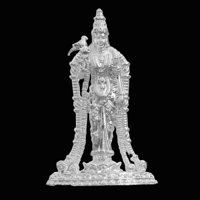 Andal Statue - Silver - 3 Inch | Copper Idol/ Goda Devi Vigraham/ Andal Idol for Pooja - Copper Murties