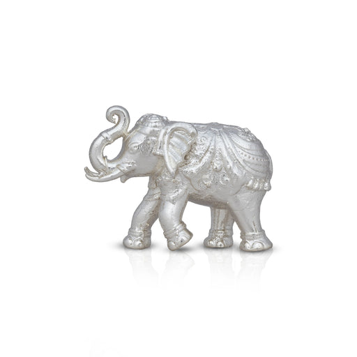 Elephant Statue - 1 x 2 Inches | Copper Idol/ Silver Polish Elephant Figurine for Home/ 55 Gms Approx - Table Stand Accessories