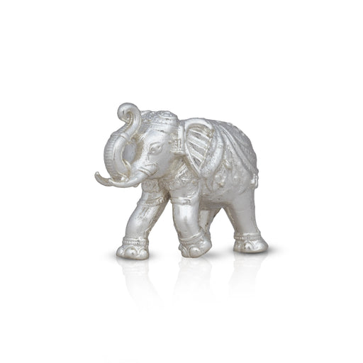 Elephant Statue - 1 x 2 Inches | Copper Idol/ Silver Polish Elephant Figurine for Home/ 55 Gms Approx - Table Stand Accessories