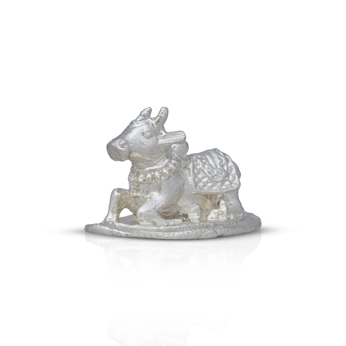 Nandi Statue - 1 x 1.5 Inches | Copper Idol/ Silver Polish Nandi Idol for Pooja/ 35 Gms Approx - Copper Murties