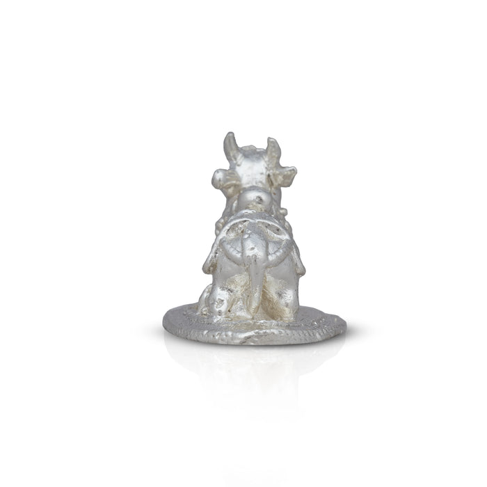 Nandi Statue - 1 x 1.5 Inches | Copper Idol/ Silver Polish Nandi Idol for Pooja/ 35 Gms Approx - Copper Murties