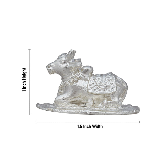 Nandi Statue - 1 x 1.5 Inches | Copper Idol/ Silver Polish Nandi Idol for Pooja/ 35 Gms Approx - Copper Murties