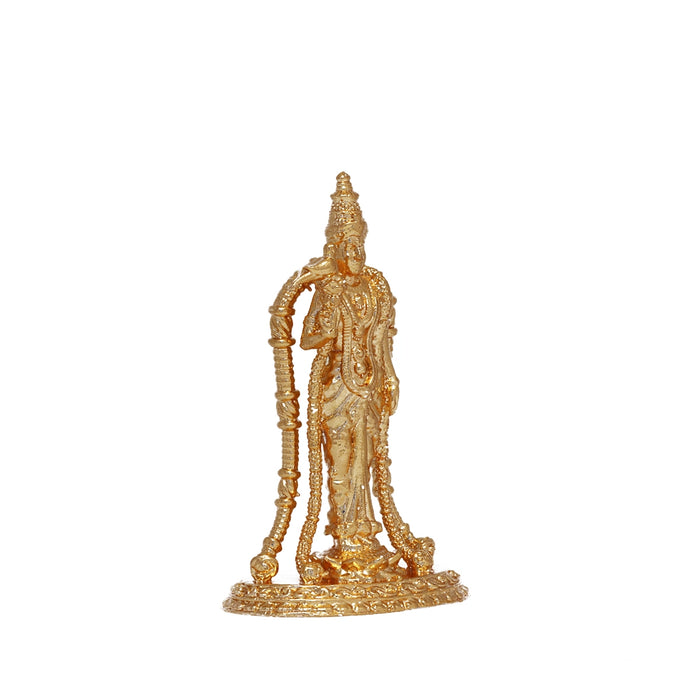 Andal Statue - Gold - 3 Inch | Copper Idol/ Goda Devi Vigraham/ Andal Idol for Pooja - Copper Murties
