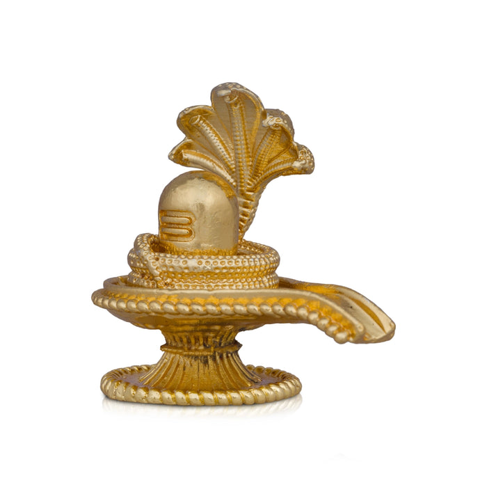 Shivling Idol With Nag - 1.5 x 2 Inches | Copper Idol/ Gold Polish Shivling Murti for Pooja/ 85 Gms Approx - Copper Murties