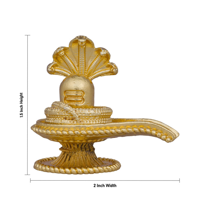 Shivling Idol With Nag - 1.5 x 2 Inches | Copper Idol/ Gold Polish Shivling Murti for Pooja/ 85 Gms Approx - Copper Murties