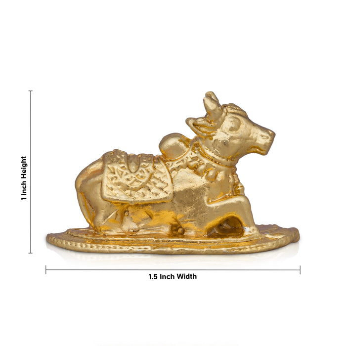 Nandi Statue - 1 x 1.5 Inches | Copper Idol/ Gold Polish Nandi Idol for Pooja/ 40 Gms Approx - Copper Murties