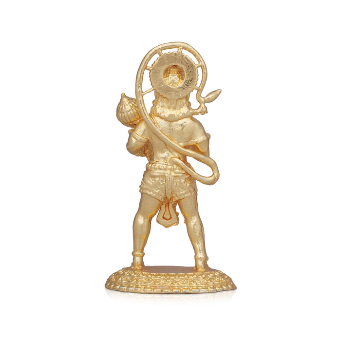 Anjaneya Statue - 3 x 1.5 Inches | Copper Idol/ Gold Polish Standing Hanuman Statue for Pooja/ 55 Gms Approx - Copper Murties