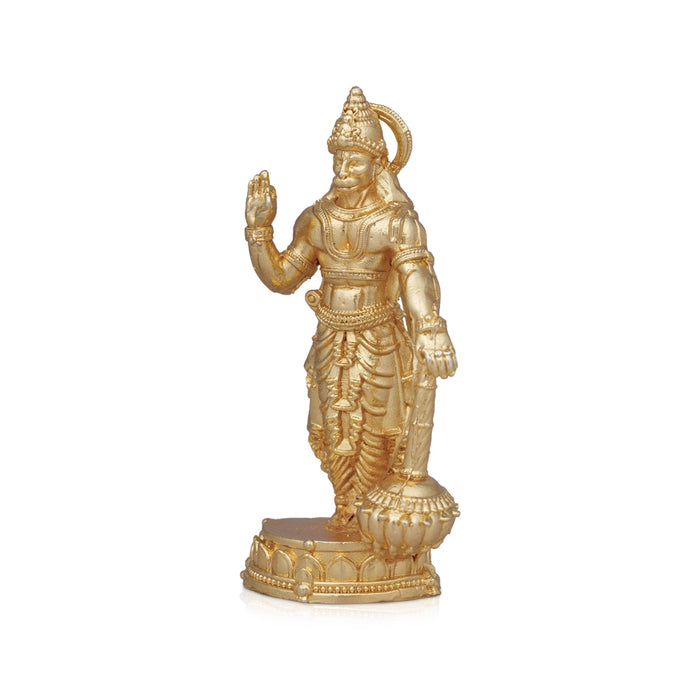 Anjaneya Statue - 2 x 0.75 Inches | Copper Idol/ Gold Polish Standing Hanuman Statue for Pooja/ 30 Gms Approx - Copper Murties