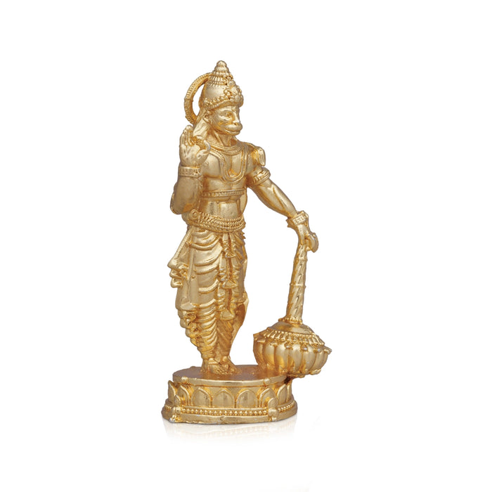Anjaneya Statue - 2 x 0.75 Inches | Copper Idol/ Gold Polish Standing Hanuman Statue for Pooja/ 30 Gms Approx - Copper Murties