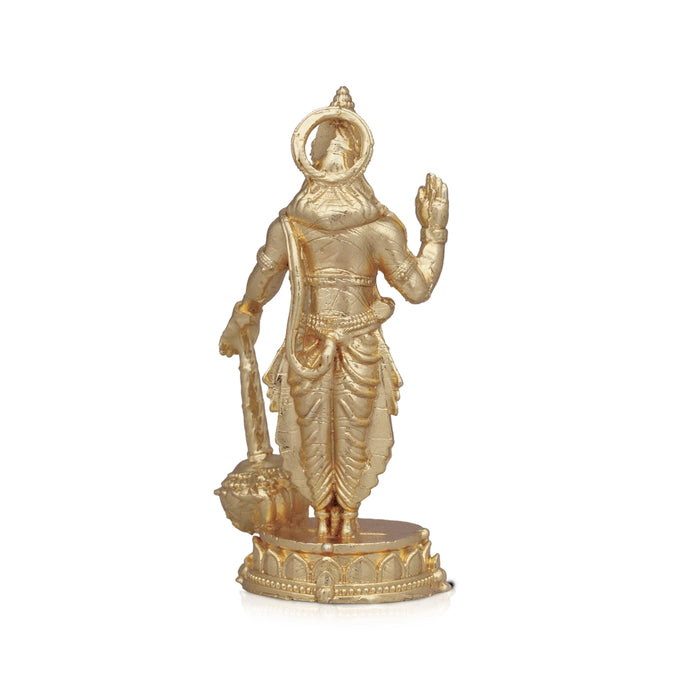 Anjaneya Statue - 2 x 0.75 Inches | Copper Idol/ Gold Polish Standing Hanuman Statue for Pooja/ 30 Gms Approx - Copper Murties