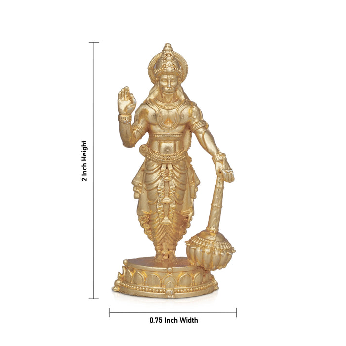 Anjaneya Statue - 2 x 0.75 Inches | Copper Idol/ Gold Polish Standing Hanuman Statue for Pooja/ 30 Gms Approx - Copper Murties