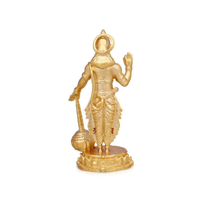 Anjaneya Statue - 3 x 1.5 Inches | Copper Idol/ Gold Polish Standing Hanuman Statue for Pooja/ 105 Gms Approx - Copper Murties