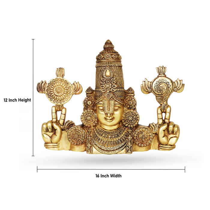 Brass AF Balaji Bust Wall Hanging - 12 Inches - Wall Hanging