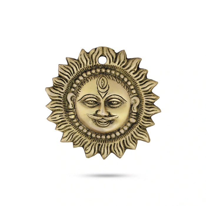 Sun Face Wall Hanging - 4 x 4 Inches | Antique Brass Wall Hanging/ Sun Wall Hanging for Home/ 235 Gms Approx