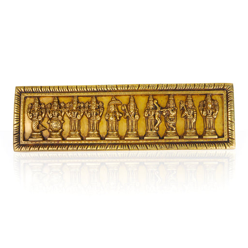 Dasavatharam Set - 4 x 13.5 Inches | Antique Brass Statue/ 10 Avatar of Lord Vishnu/ Vishnu Avatar for Pooja - Wall Hanging