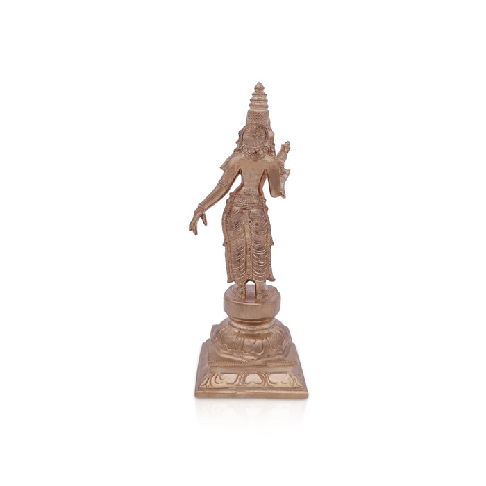 Devanai Idol Standing On Base - 9 x 3.5 Inches | Panchaloha Idol/ Devanai Statue for Pooja - Panchaloha Murties