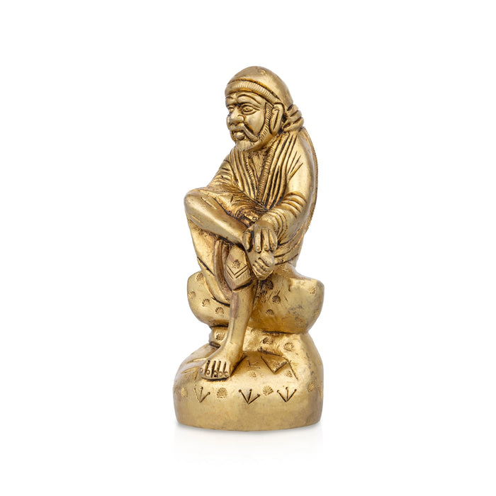 Saibaba Statue - 4.5 x 2.5 Inches | Antique Brass Idol/ Saibaba Idol for Pooja/ 530 Gms Approx - Brass Murties