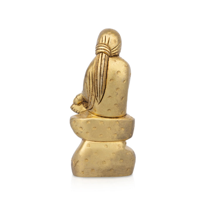 Saibaba Statue - 4.5 x 2.5 Inches | Antique Brass Idol/ Saibaba Idol for Pooja/ 530 Gms Approx - Brass Murties