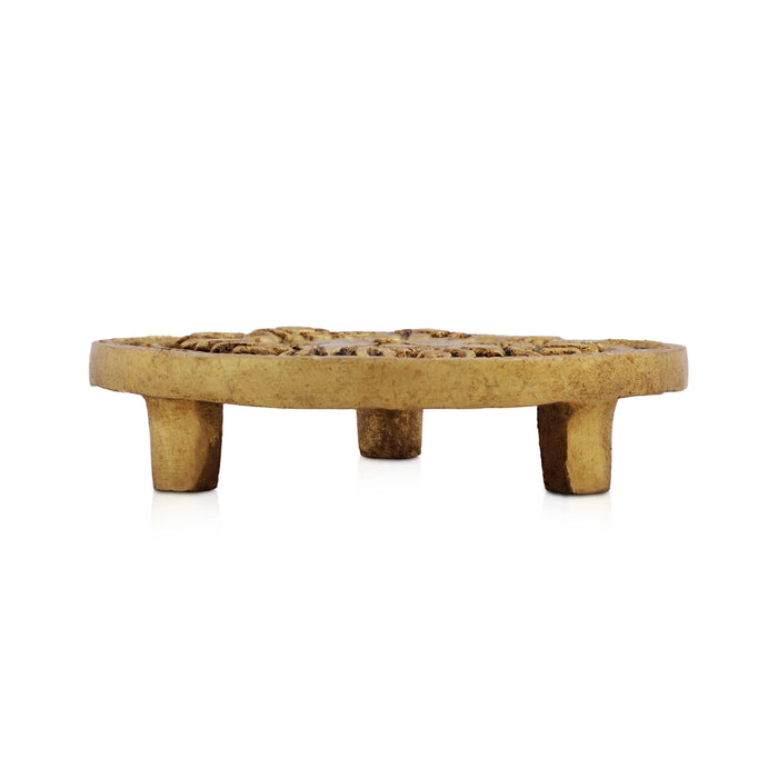 Chowki Round | Antique Brass Manai Palagai / Patla / Bajot for Pooja - Bajot