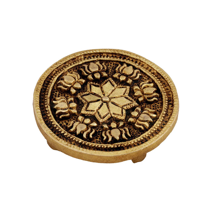 Chowki Round | Antique Brass Manai Palagai / Patla / Bajot for Pooja - Bajot