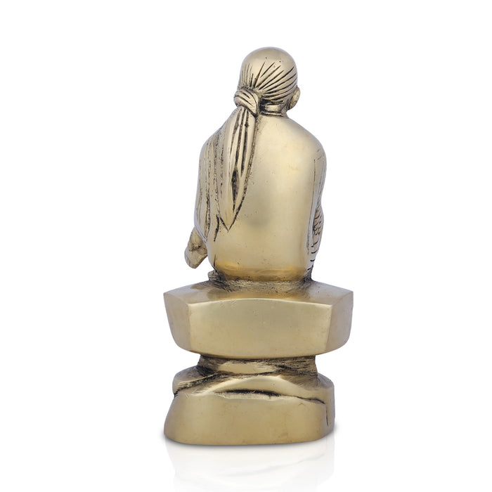 Sai Baba Idol - 7 x 4 Inches | Antique Brass Idol/ Sai Baba Statue for Pooja/ 1.680 Kgs Approx - Brass Murties
