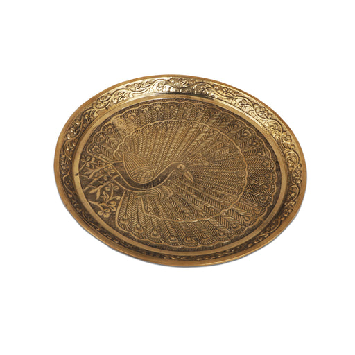 Brass Tray - 2 x 10 Inches | Puja Thali/ Decorative Thali/ Pin Tray for Pooja - Pooja Plate & Tray