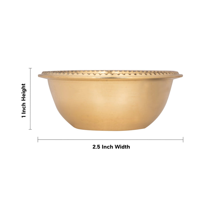 Brass Bowl - 1 x 2.5 Inches | Pooja Bowl/ Brass Cup for Home/ 65 Gms Approx - Bowls