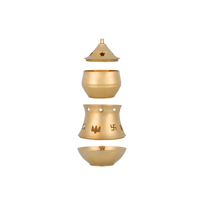 Nanda Deepam With Camphor Lamp - 5.5 x 3 Inches | Brass Lamp/ Nanda Vilakku for Home & Temple