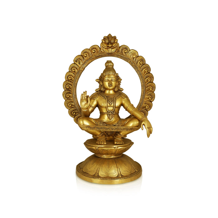 Ayyappan with Arch Murti - 17 x 16 Inches | Antique Brass Ayyappa Idol / Iyyapan Statue For Pooja - Brass Murties