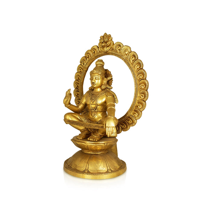 Ayyappan with Arch Murti - 17 x 16 Inches | Antique Brass Ayyappa Idol / Iyyapan Statue For Pooja - Brass Murties