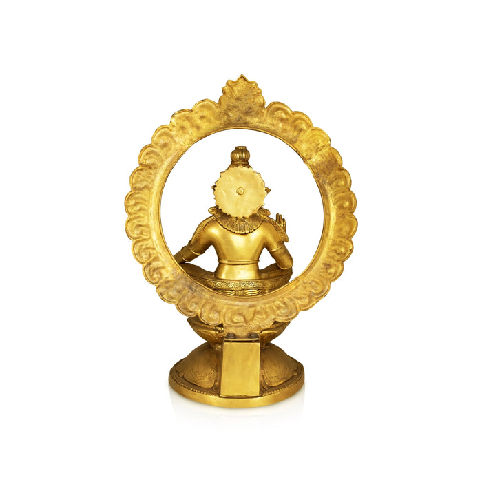Ayyappan with Arch Murti - 17 x 16 Inches | Antique Brass Ayyappa Idol / Iyyapan Statue For Pooja - Brass Murties