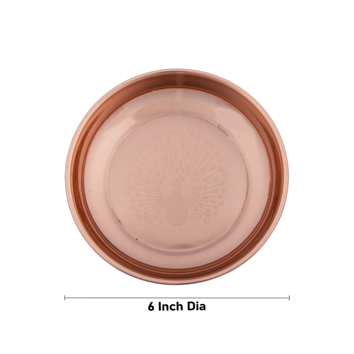 Turkish Copper Plate - 6 Inches | Thali Plate / Pooja Plate / Pooja Thali for Home