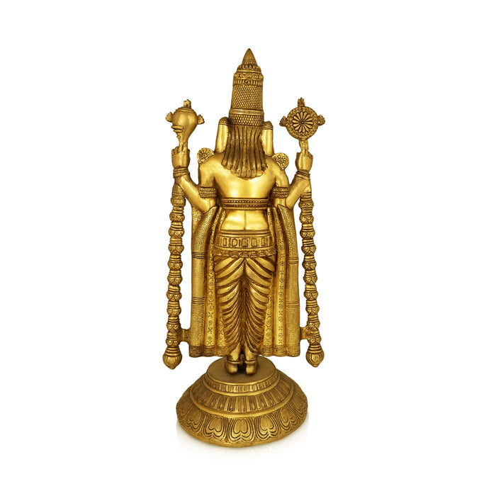 Balaji Standing on Base Murti - 26 x 11 Inches | Antique Brass Balaji Idol / Perumal Statue For Home & Pooja - Brass Murties
