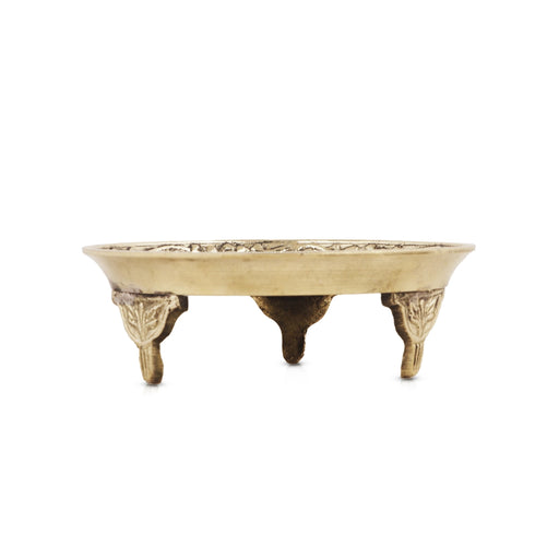 Pooja Stand With Base - 1 X 3.5 Inches | Peacock Design Brass Plate/ Pin Tray/ Pooja Asan For Pooja And Deity - Pooja Aasan & Bajot & Pooja Mat