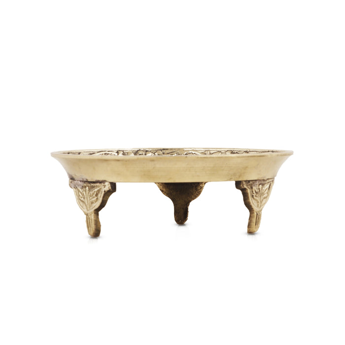 Pooja Stand With Base - 1 X 3.5 Inches | Peacock Design Brass Plate/ Pin Tray/ Pooja Asan For Pooja And Deity - Pooja Aasan & Bajot & Pooja Mat