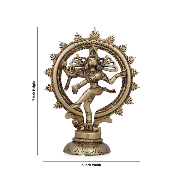 Natraj Murti - 7 x 5 Inches | Antique Brass Idol/ Nataraja Vigraham for Pooja/ 735 Gms Approx