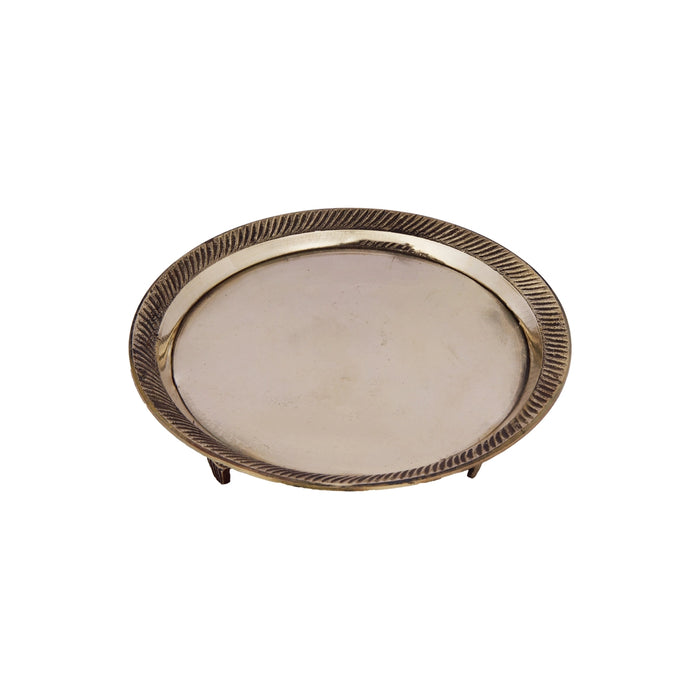 Pin Tray with Base - 7 Inches | Pooja Stand with Base/ Brass Plate/ Aasan for Deity/ 390 Gms Approx - Pooja Plate & Tray