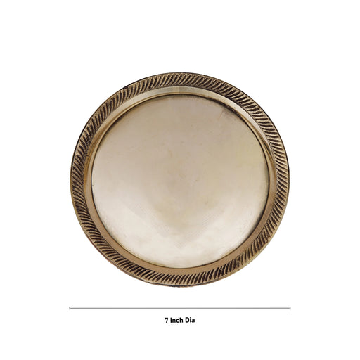 Pin Tray with Base - 7 Inches | Pooja Stand with Base/ Brass Plate/ Aasan for Deity/ 390 Gms Approx - Pooja Plate & Tray