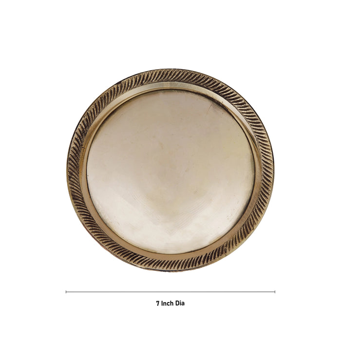 Pin Tray with Base - 7 Inches | Pooja Stand with Base/ Brass Plate/ Aasan for Deity/ 390 Gms Approx - Pooja Plate & Tray