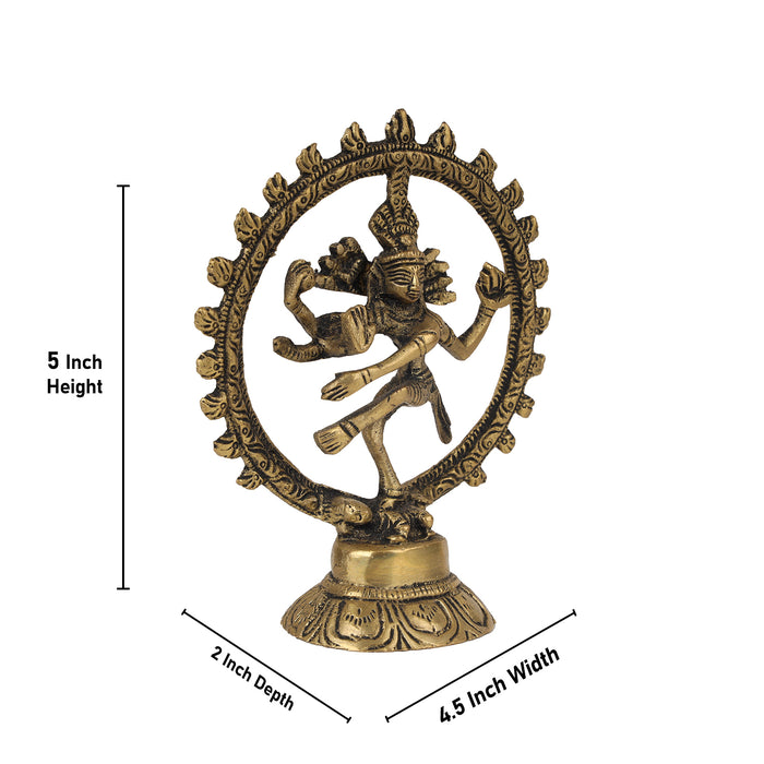Natraj Murti  - 5 Inches | Antique Brass Statue/ Nataraja Vigraham/ Natraja Idol for Pooja - Brass Murties