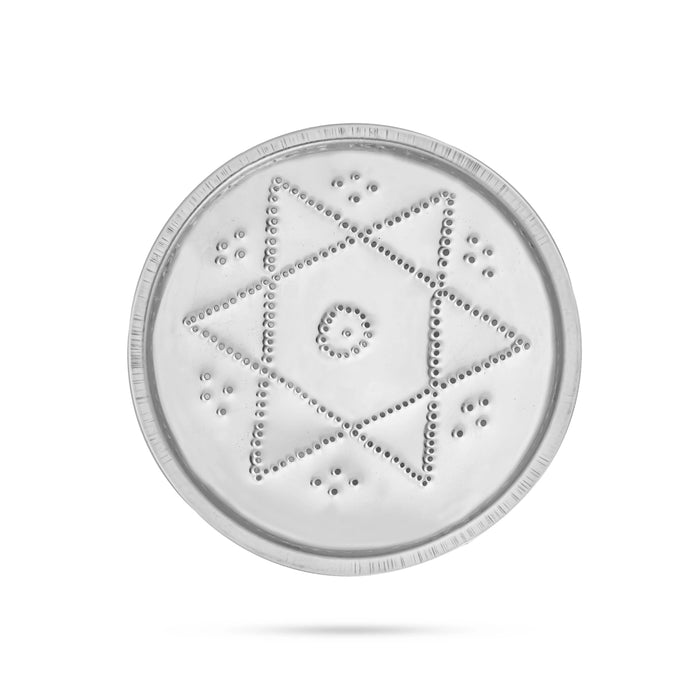 Kolam Plate Set - 4.5 Inches | Rangoli Plate/ 7 Pcs/ Stainless Steel Rangoli Design Plate for Home Decor - Kolam & Rangoli