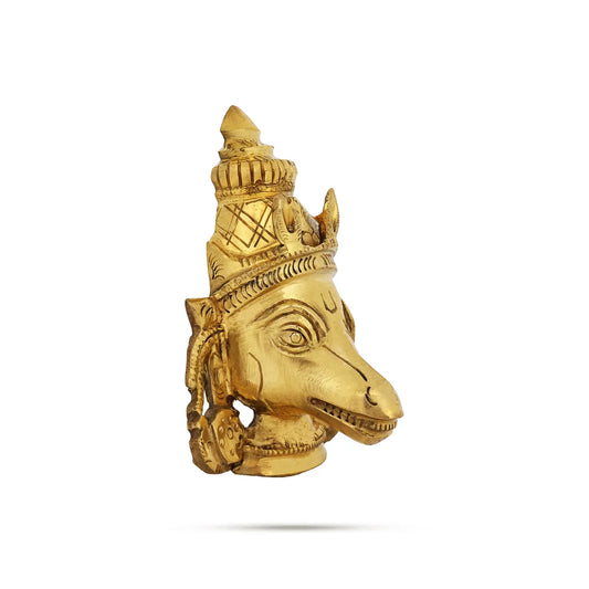 Varahi Face - 5 x 3.5 Inches | Brass Varahi Devi Face / Decorative Hanging For Temple & Home - Brass Murties