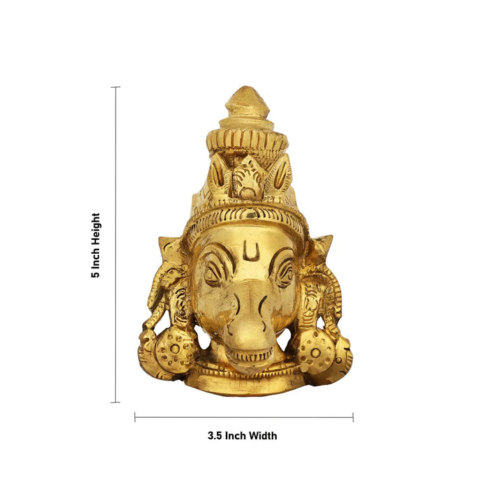 Varahi Face - 5 x 3.5 Inches | Brass Varahi Devi Face / Decorative Hanging For Temple & Home
