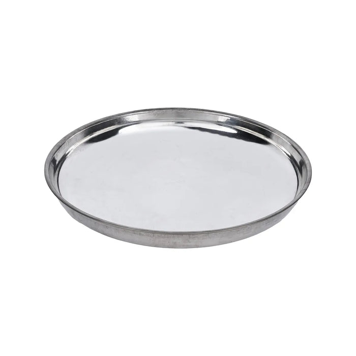 White Metal Plate - 1.5 x 15 Inches | Pooja Plate / Thali Plate For Daily Home Puja