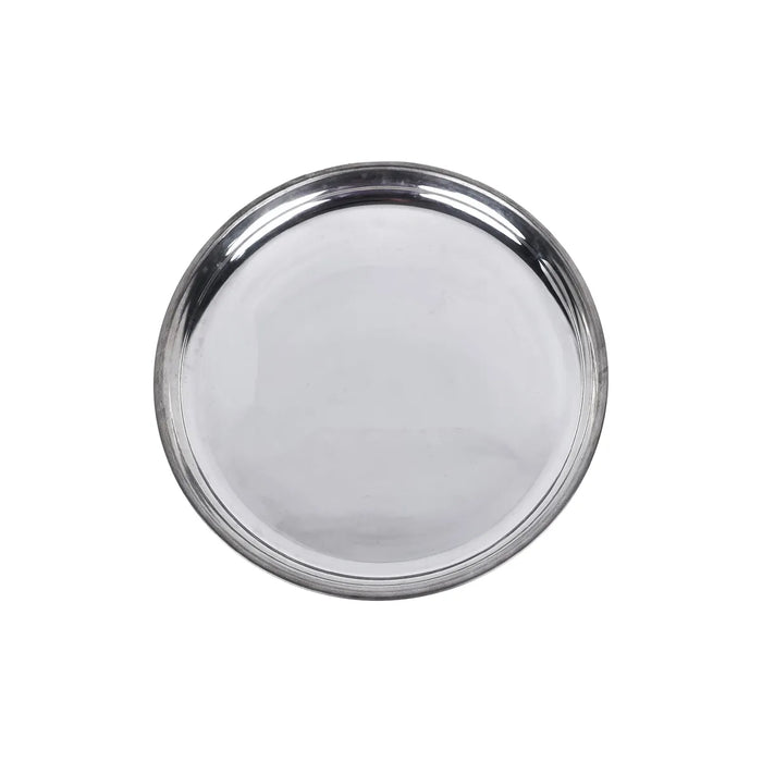 White Metal Plate - 1.5 x 15 Inches | Pooja Plate / Thali Plate For Daily Home Puja