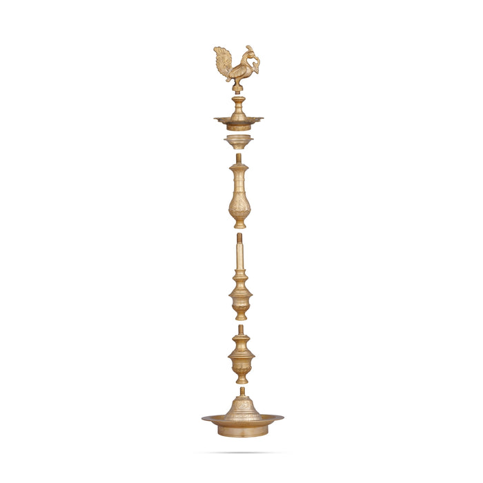 Kuthu Vilakku - 54 x 14 Inches | Brass Annapakshi Nagas Deepam / Kuthuvilakku for Pooja - Kuthuvilakku