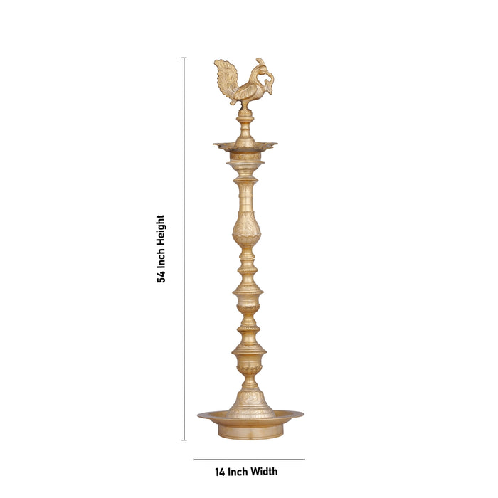 Kuthu Vilakku - 54 x 14 Inches | Brass Annapakshi Nagas Deepam / Kuthuvilakku for Pooja - Kuthuvilakku