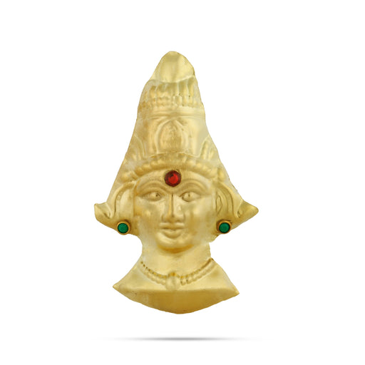 Lakshmi Devi Face - 2.5 x 1.5 Inches | Brass Amman Mugam/ Ammavari Face for Varalakshmi Decor - Head & Face Accessories