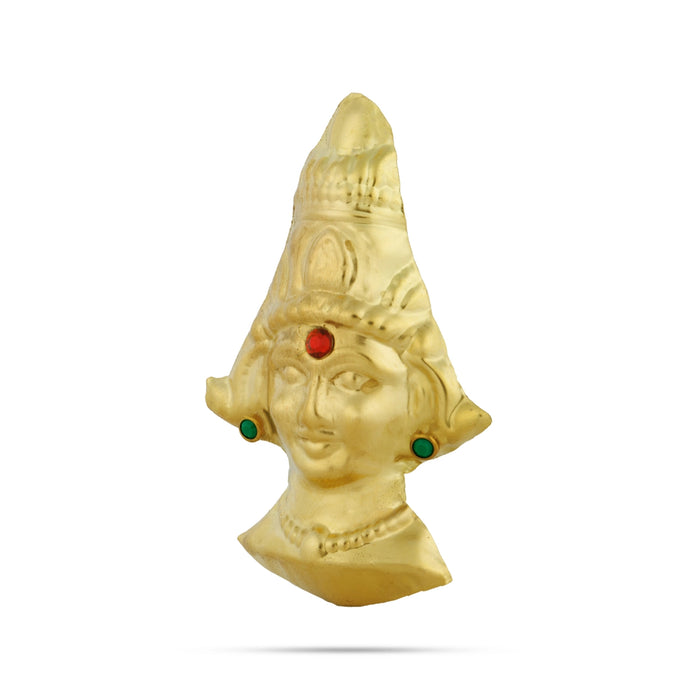 Lakshmi Devi Face - 2.5 x 1.5 Inches | Brass Amman Mugam/ Ammavari Face for Varalakshmi Decor - Head & Face Accessories