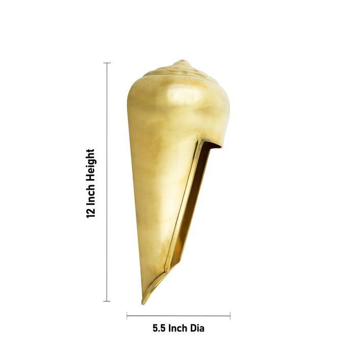 Abhishek Shankh - 12 x 5.5 Inches | Brass Shankh Abhishek/ Pooja Shankh/ Brass Conch for Pooja - Pooja Shankh